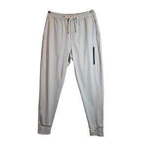 Vuori Mens M Light Gray Jogger Pants With Zipper Pocket & Drawstring Waist
